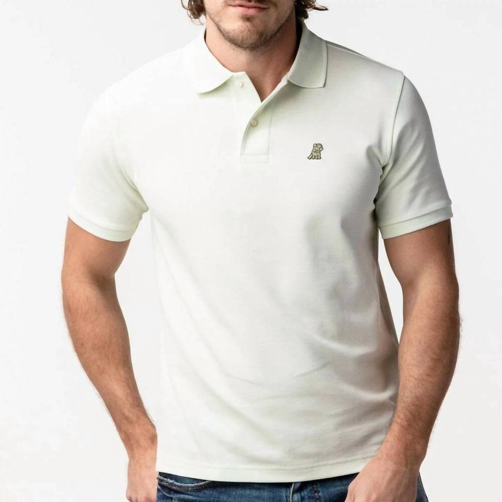 NEW JAMES BARK regular fit polo shirt with french bulldog logo in light green